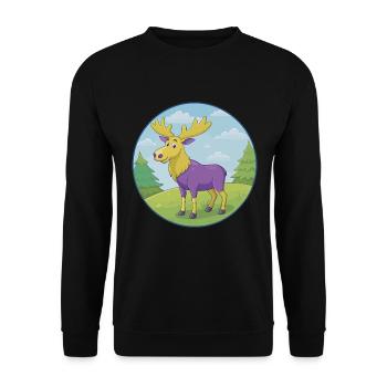 Elch süße Kawaii Cartoon Clipart Tier Haustier - Unisex Pullover - Schwarz - Vorne - Alina (178cm) & Michal (187cm)