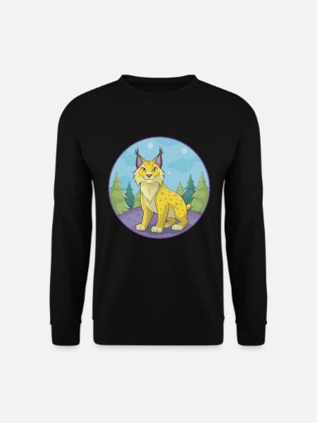 Luchs Niedliche Kawaii Cartoon Clipart Tier Haustier - Unisex Pullover - Schwarz