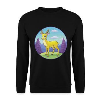 Deer Cute Kawaii Cartoon Clipart Animal Pet - Unisex Sweatshirt - black - Front - Alina (178cm) & Michal (187cm)