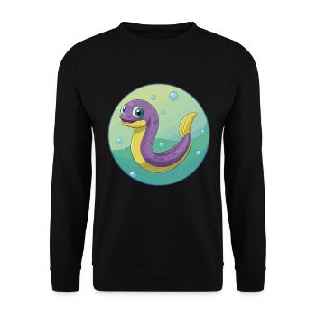Eel Cute Kawaii Cartoon Clipart Animal Pet - Unisex Sweatshirt - black - Front - Alina (178cm) & Michal (187cm)