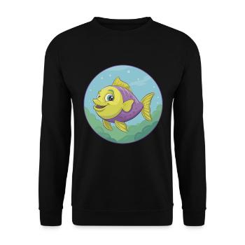 Fish Cute Kawaii Cartoon Clipart Animal Pet - Unisex Sweatshirt - black - Front - Alina (178cm) & Michal (187cm)