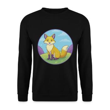 Renard mignon Kawaii dessin animé Clipart Animal de compagnie - Sweat-shirt Unisexe - noir - Devant - Alina (178cm) & Michal (187cm)