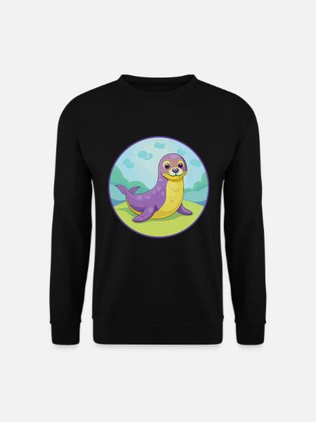 Siegel Niedliche Kawaii Cartoon Clipart Tier Haustier - Unisex Pullover - Schwarz