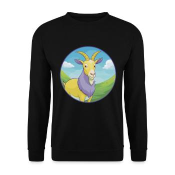 Ziege Niedlich Kawaii Cartoon Clipart Tier Haustier - Unisex Pullover - Schwarz - Vorne - Alina (178cm) & Michal (187cm)