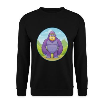 Gorilla Cute Kawaii Cartoon Clipart Animal Pet - Unisex Sweatshirt - black - Front - Alina (178cm) & Michal (187cm)