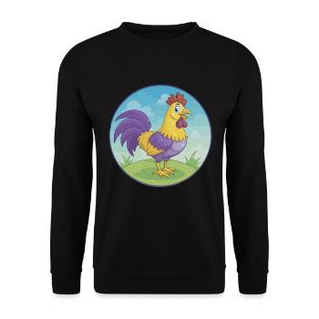 Hahn Niedlich Kawaii Cartoon Clipart Tier Haustier - Unisex Pullover - Schwarz - Vorne - Alina (178cm) & Michal (187cm)