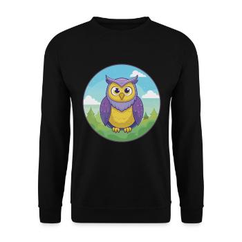 Owl Cute Kawaii Cartoon Clipart Animal Pet - Unisex Sweatshirt - black - Front - Alina (178cm) & Michal (187cm)