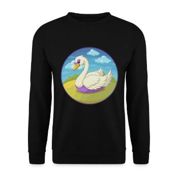 cygne mignon kawaii dessin animé clipart animal de compagnie - Sweat-shirt Unisexe - noir - Devant - Alina (178cm) & Michal (187cm)