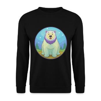 ours polaire mignon kawaii dessin animé clipart animal de compagnie - Sweat-shirt Unisexe - noir - Devant - Alina (178cm) & Michal (187cm)