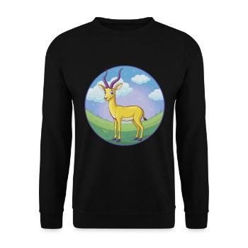 Impala Niedliche Kawaii Cartoon Clipart Tier Haustier - Unisex Pullover - Schwarz - Vorne - Alina (178cm) & Michal (187cm)