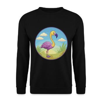 Flamingo Niedliche Kawaii Cartoon Clipart Tier Haustier - Unisex Pullover - Schwarz - Vorne - Alina (178cm) & Michal (187cm)