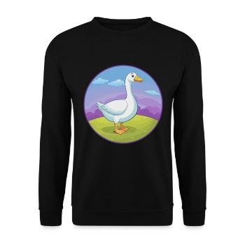 Goose Cute Kawaii Cartoon Clipart Animal Pet - Unisex Sweatshirt - black - Front - Alina (178cm) & Michal (187cm)
