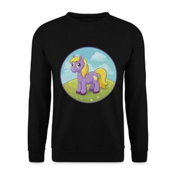 Pony Niedliche Kawaii Cartoon Clipart Tier Haustier - Unisex Pullover - Schwarz - Vorne - Alina (178cm) & Michal (187cm)