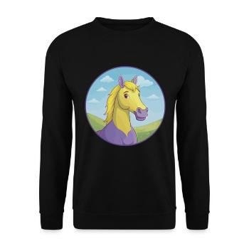 cheval mignon kawaii dessin animé clipart animal de compagnie - Sweat-shirt Unisexe - noir - Devant - Alina (178cm) & Michal (187cm)
