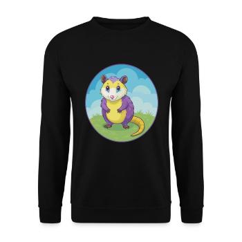 Opossum mignon Kawaii dessin animé Clipart Animal de compagnie - Sweat-shirt Unisexe - noir - Devant - Alina (178cm) & Michal (187cm)