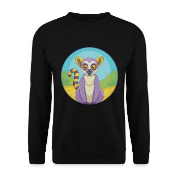 Lemur Cute Kawaii Cartoon Clipart Animal Pet - Unisex Sweatshirt - black - Front - Alina (178cm) & Michal (187cm)