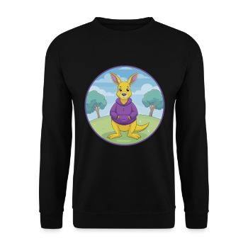 Kangourou mignon Kawaii dessin animé Clipart Animal de compagnie - Sweat-shirt Unisexe - noir - Devant - Alina (178cm) & Michal (187cm)