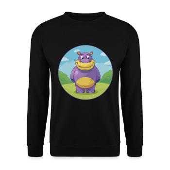 Hippo Cute Kawaii Cartoon Clipart Animal Pet - Unisex Sweatshirt - black - Front - Alina (178cm) & Michal (187cm)