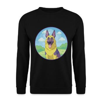 German Shepherd Dog Cute Kawaii Cartoon Animal Pet - Unisex Sweatshirt - black - Front - Alina (178cm) & Michal (187cm)