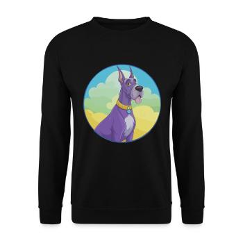 Dogue Allemand Chien Mignon Kawaii Dessin Animé Clipart Animal - Sweat-shirt Unisexe - noir - Devant - Alina (178cm) & Michal (187cm)