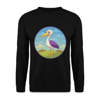 Storch Niedlich Kawaii Cartoon Clipart Tier Haustier - Unisex Pullover - Schwarz - Vorne - Alina (178cm) & Michal (187cm)