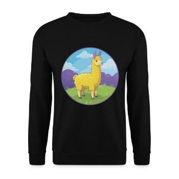 Lama mignon Kawaii dessin animé Clipart Animal de compagnie - Sweat-shirt Unisexe - noir - Devant - Alina (178cm) & Michal (187cm)