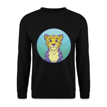 Leopard Cute Kawaii Cartoon Clipart Animal Pet - Unisex Sweatshirt - black - Front - Alina (178cm) & Michal (187cm)