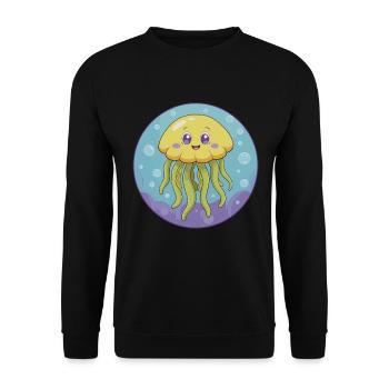 Méduse mignon Kawaii dessin animé Clipart Animal de compagnie - Sweat-shirt Unisexe - noir - Devant - Alina (178cm) & Michal (187cm)