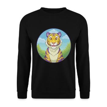 tigre mignon kawaii dessin animé clipart animal de compagnie - Sweat-shirt Unisexe - noir - Devant - Alina (178cm) & Michal (187cm)