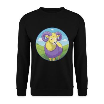 Ram Niedliche Kawaii Cartoon Clipart Tier Haustier - Unisex Pullover - Schwarz - Vorne - Alina (178cm) & Michal (187cm)