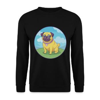 Carlin Chien Mignon Kawaii Dessin animé Clipart Animal Animal de compagnie - Sweat-shirt Unisexe - noir - Devant - Alina (178cm) & Michal (187cm)