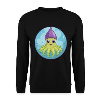 Squid Cute Kawaii Cartoon Clipart Animal Pet - Unisex Sweatshirt - black - Front - Alina (178cm) & Michal (187cm)