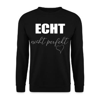echt nicht perfekt mit Herz - Unisex Pullover - Schwarz - Vorne - Alina (178cm) & Michal (187cm)