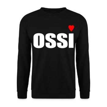 Ossi mit Herz rot - Unisex Pullover - Schwarz - Vorne - Alina (178cm) & Michal (187cm)