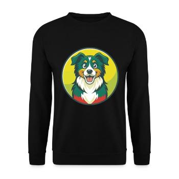 Australian Shepherd Dog Cute Kawaii Cartoon Animal - Unisex Sweatshirt - black - Front - Alina (178cm) & Michal (187cm)
