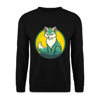 Polarfuchs Niedliche Kawaii Cartoon Clipart Haustier Tier - Unisex Pullover - Schwarz - Vorne - Alina (178cm) & Michal (187cm)