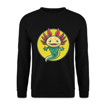 axolotl mignon kawaii dessin animé clipart animal de compagnie - Sweat-shirt Unisexe - noir - Devant - Alina (178cm) & Michal (187cm)