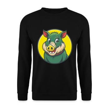 Sanglier Mignon Kawaii Dessin animé Clipart Animal de compagnie - Sweat-shirt Unisexe - noir - Devant - Alina (178cm) & Michal (187cm)