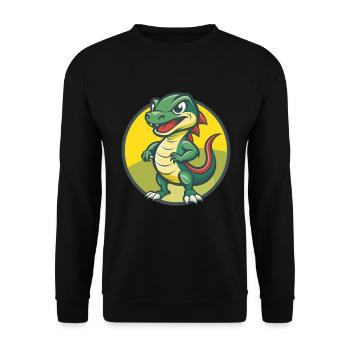 Basilisk Niedliche Kawaii Cartoon Clipart Haustier Tier - Unisex Pullover - Schwarz - Vorne - Alina (178cm) & Michal (187cm)