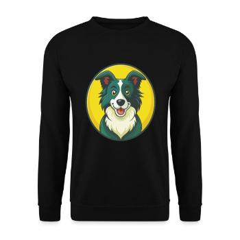 Border Collie Hund Niedliches Kawaii Cartoon Haustier Tier - Unisex Pullover - Schwarz - Vorne - Alina (178cm) & Michal (187cm)