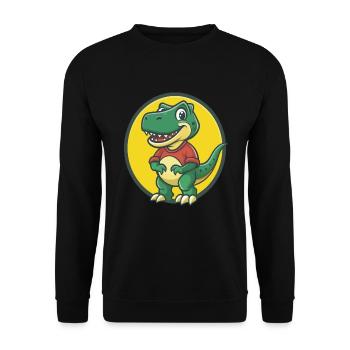 Dinosaurier Niedlich Kawaii Cartoon Clipart Haustier Tier - Unisex Pullover - Schwarz - Vorne - Alina (178cm) & Michal (187cm)