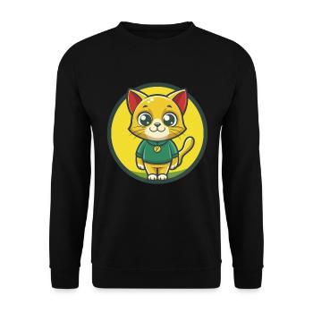 Katze Niedlich Kawaii Cartoon Clipart Haustier Tier - Unisex Pullover - Schwarz - Vorne - Alina (178cm) & Michal (187cm)
