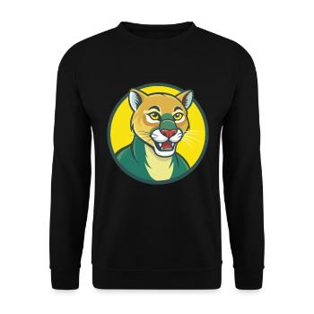 Cougar Cute Kawaii Cartoon Clipart Pet Animal - Unisex Sweatshirt - black - Front - Alina (178cm) & Michal (187cm)