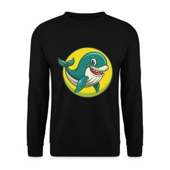 Blauwal Niedlich Kawaii Cartoon Clipart Haustier Tier - Unisex Pullover - Schwarz - Vorne - Alina (178cm) & Michal (187cm)