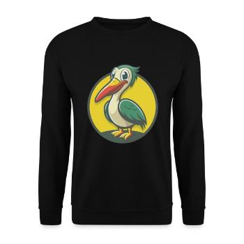 Pélican Mignon Kawaii Dessin animé Clipart Animal de compagnie - Sweat-shirt Unisexe - noir - Devant - Alina (178cm) & Michal (187cm)