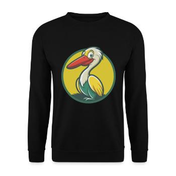 Storch Niedliche Kawaii Cartoon Clipart Haustier Tier - Unisex Pullover - Schwarz - Vorne - Alina (178cm) & Michal (187cm)
