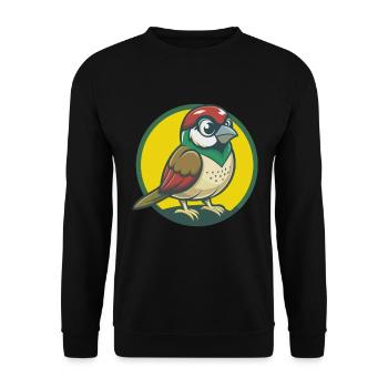 Moineau mignon Kawaii dessin animé Clipart Animal de compagnie - Sweat-shirt Unisexe - noir - Devant - Alina (178cm) & Michal (187cm)