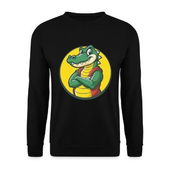 Crocodile Mignon Kawaii Dessin animé Clipart Animal de compagnie - Sweat-shirt Unisexe - noir - Devant - Alina (178cm) & Michal (187cm)