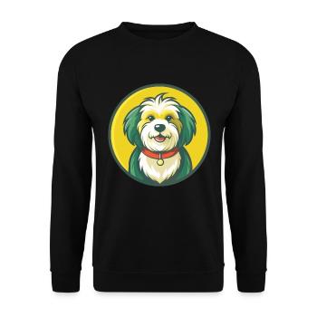 Havaneser Hund Niedlich Kawaii Cartoon Clipart Tier - Unisex Pullover - Schwarz - Vorne - Alina (178cm) & Michal (187cm)