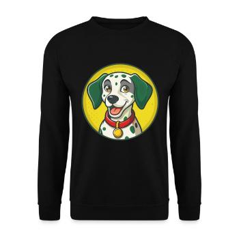 Dalmatiner Hund Niedlich Kawaii Cartoon Clipart Tier - Unisex Pullover - Schwarz - Vorne - Alina (178cm) & Michal (187cm)